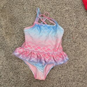Kids Scallop One Piece Swimsuit - Pink and Blue